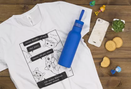 Бутылка для воды "Фитнес" 700 мл, покрытие soft touch, синий, фото 2