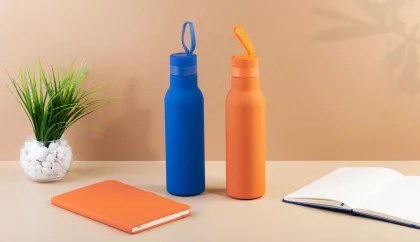 Бутылка для воды "Фитнес" 700 мл, покрытие soft touch, синий, фото 8