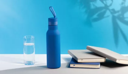 Бутылка для воды "Фитнес" 700 мл, покрытие soft touch, синий, фото 7