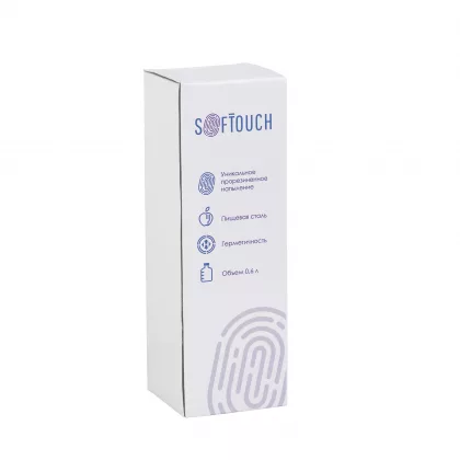 Бутылка для воды "Индиана" 600 мл, покрытие soft touch, голубой, фото 5
