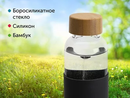 Бутылка для воды стеклянная "Refine", в чехле, 550 мл, черный, фото 11