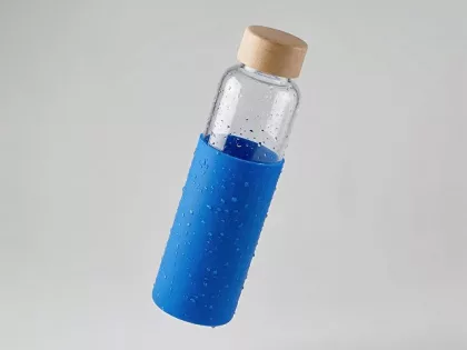 Бутылка для воды стеклянная "Refine", в чехле, 550 мл, синий