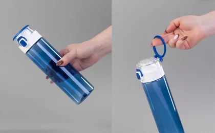 Бутылка для воды "Vita" 600 мл, синий с белым, фото 4