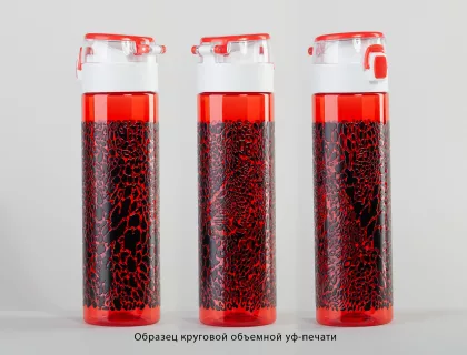 Бутылка для воды "Vita" с нанесением "Пантера" 600 мл, красная, красный с белым, фото 1