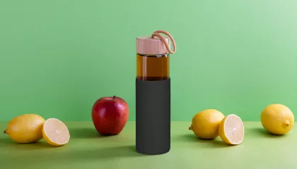 Бутылка для воды "Wellness" в силиконовом чехле, черный, фото 2