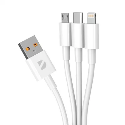 Дата-кабель 3 в 1: micro USB, USB-C, Ligthning, 1.2м, белый, Deppa, фото 2