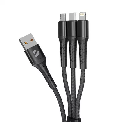 Дата-кабель Armor 3 в 1: micro USB, USB-C, Ligthning, 1.2м, черный, Deppa, фото 2