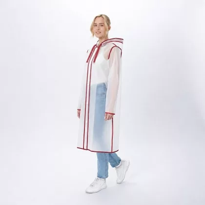 Дождевик "Providence 2.0", прозрачный/красный с чехлом, фото 2