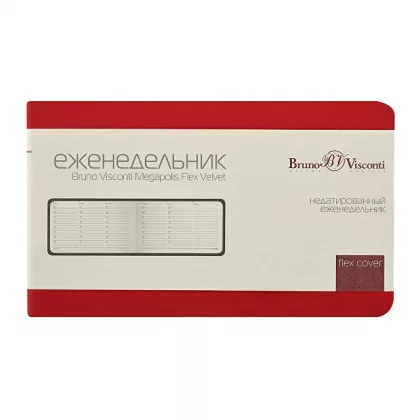 Еженедельник недатированный А6 "Мегаполис Вельвет", красный, фото 4