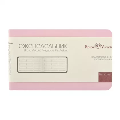 Еженедельник недатированный А6 "Мегаполис Вельвет", зефирный розовый, фото 4