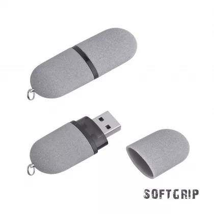 Флеш-карта "Камень" с покрытием soft grip в футляре, объем памяти 16GB, серый, фото 1