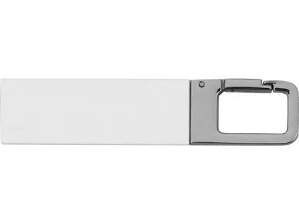 Флеш-карта USB 2.0 16 Gb с карабином "Hook", белый/серебристый, фото 2