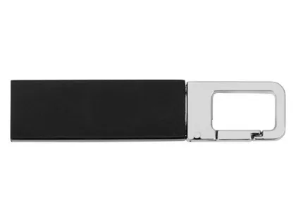 Флеш-карта USB 2.0 16 Gb с карабином "Hook", черный/серебристый, фото 2