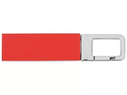 Флеш-карта USB 2.0 16 Gb с карабином "Hook", красный/серебристый, фото 2