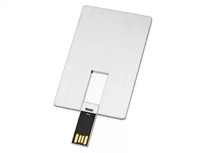 Флеш-карта USB 2.0 64 Gb в виде металлической карты "Card Metal", серебристый, фото 2