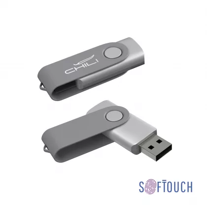 Флеш-карта "Vostok", объем памяти 16GB, покрытие soft touch#, серый