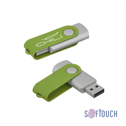 Флеш-карта "Vostok", объем памяти 16GB, покрытие soft touch#, зеленое яблоко