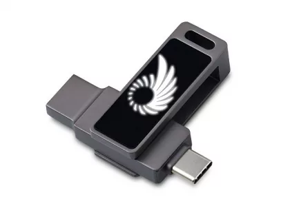 Флешка 32 ГБ USB Type-C и USB 3.0 с подсветкой лого «Спинлайт», фото 1