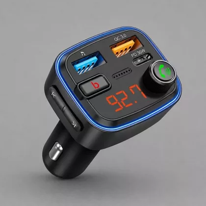 FM-трансмиттер Wave Pro, QC/PD, LED, 48Вт, ENC, Bass boost, черный, Deppa, фото 1