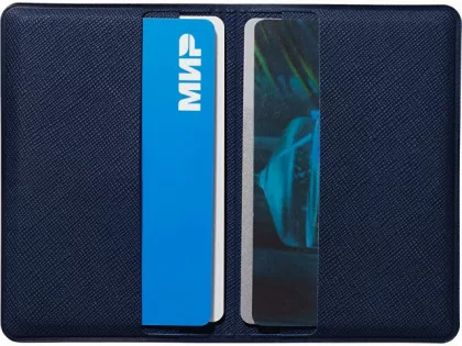 Футляр-книжка на 4-е карты с RFID "Фэйвор (Favor)", темно-синий, фото 4