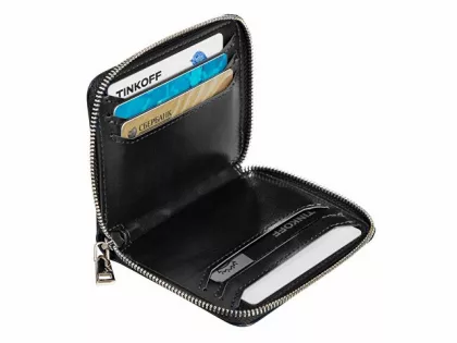 Картхолдер на молнии для 8 пластиковых карт с RFID защитой "Fabrizio", черный, фото 6