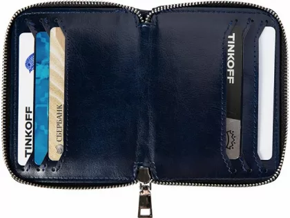 Картхолдер на молнии для 8 пластиковых карт с RFID защитой "Fabrizio", синий, фото 5