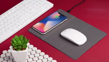 Коврик-трансформер "Cool Gray" с беспроводным зарядным устройством, переработанный пластик (RPET), серый, фото 2