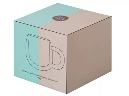 Кружка с двойными стенками с широкой ручкой и градиентным покрытием "Fog", бирюзовый, фото 7