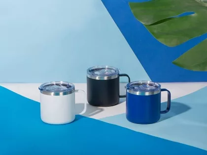 Кружка стальная Alaska с крышкой слайдером, powder coating, белый (Р), фото 10