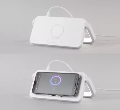 Лампа складная "Smart Light" с беспроводным (10W) зарядным устройством и подставкой для смартфона, белый, фото 5