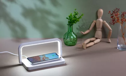Лампа складная "Smart Light" с беспроводным (10W) зарядным устройством и подставкой для смартфона, белый, фото 2