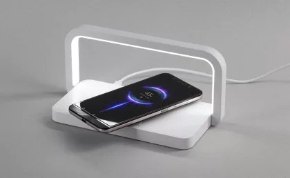 Лампа складная "Smart Light" с беспроводным (10W) зарядным устройством и подставкой для смартфона, белый, фото 1