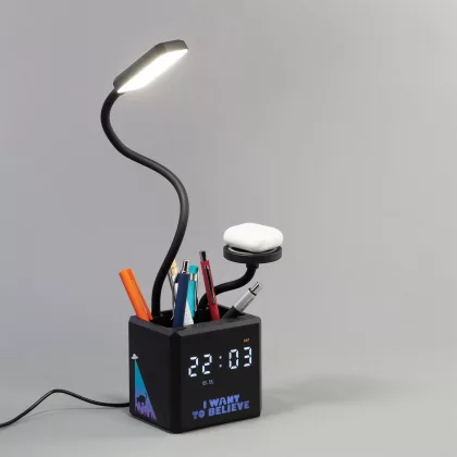 Лампа "Smart Flex" с беспроводным 3в1 (15W) ЗУ с MagSafe, часами, карандашницей и подсветкой логотипа, черный, фото 4