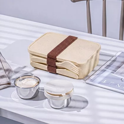 Ланч-бокс Meal из бамбукового волокна, бежевый, фото 1