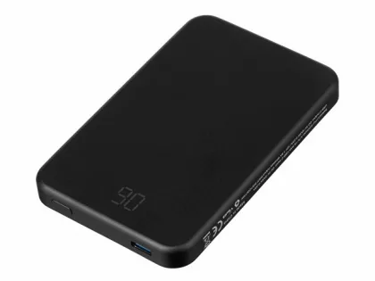 Магнитный беспроводной внешний аккумулятор "Razor", 5000 mAh, металл, черный (Р), фото 2