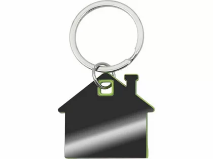 Металлический брелок с пластиковой цветной вставкой "SteelPop House", серебристый с зеленым яблоком, фото 2