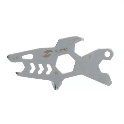 Мини-мультитул карманный Stinger, 60 x 31 мм, 5 функций, акула, нержавеющая сталь, серебристый, в блистере, фото 2
