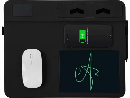 Многофункциональный коврик для мыши «Multi Pad» с беспроводной зарядкой и LCD экраном, 10 Вт, черный, фото 3
