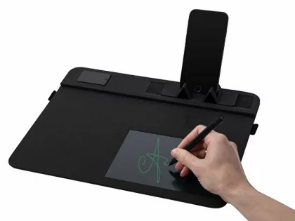 Многофункциональный коврик для мыши «Multi Pad» с беспроводной зарядкой и LCD экраном, 10 Вт, черный, фото 6