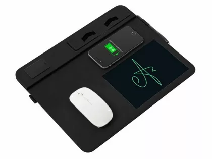 Многофункциональный коврик для мыши «Multi Pad» с беспроводной зарядкой и LCD экраном, 10 Вт, черный, фото 4