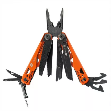 Мультитул Stinger, 107 х 19 мм, 19 функций, сталь, оранжевый корпус, стоунвош, в картонной коробке, в комплекте нейлоновый чехол, фото 2