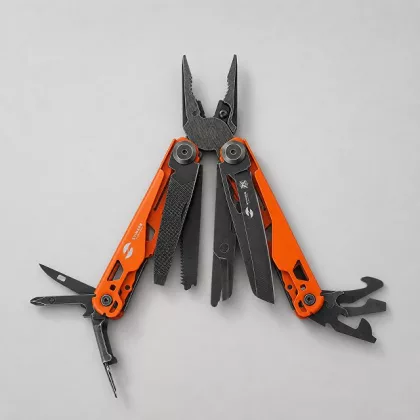 Мультитул Stinger, 107 х 19 мм, 19 функций, сталь, оранжевый корпус, стоунвош, в картонной коробке, в комплекте нейлоновый чехол, фото 1
