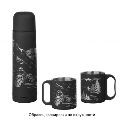 Набор "Гейзер" (термос, 2 кружки), покрытие soft touch, черный, фото 6