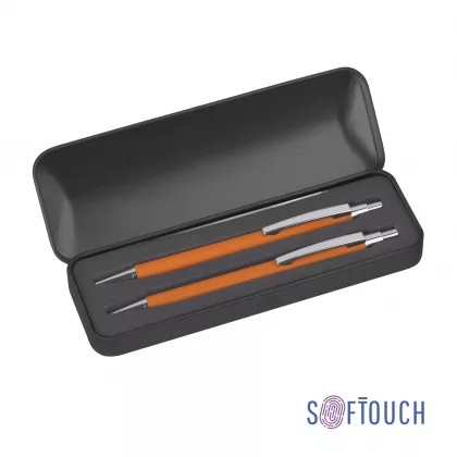 Набор "Ray" (ручка+карандаш), покрытие soft touch, оранжевый