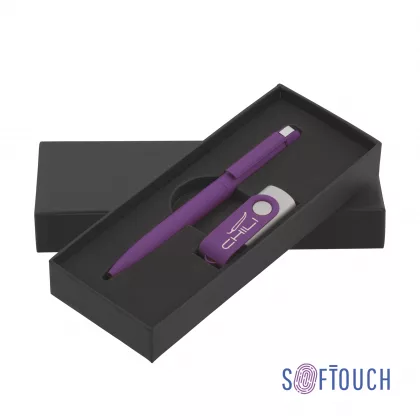 Набор ручка + флеш-карта 16 Гб в футляре, покрытие soft touch, фиолетовый