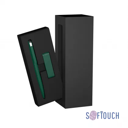 Набор ручка + флеш-карта 8 Гб в футляре, покрытие soft touch, темно-зеленый, фото 1