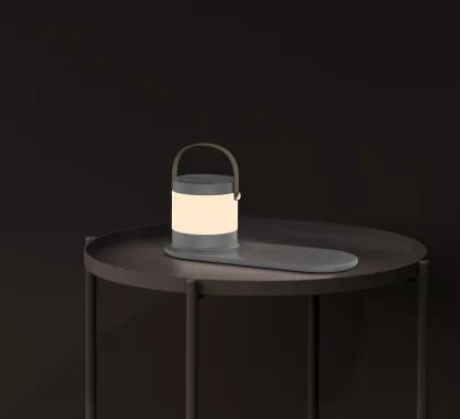 Настольная беспроводная (15W) зарядная станция "Smart Home" с bluetooth колонкой-лампой, белый, фото 3