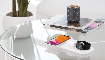 Настольная беспроводная (15W) зарядная станция "Snow Board" для смартфона, часов и наушников, белый, фото 6