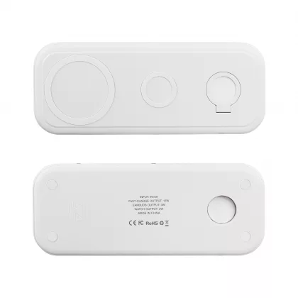 Настольная беспроводная (15W) зарядная станция "Snow Board" для смартфона, часов и наушников, белый, фото 4