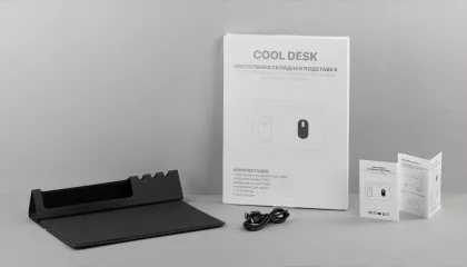 Настольная складная подставка "Cool Desk" с беспроводным (10W) зарядным устройством и ковриком для мыши, темно-серый, фото 6